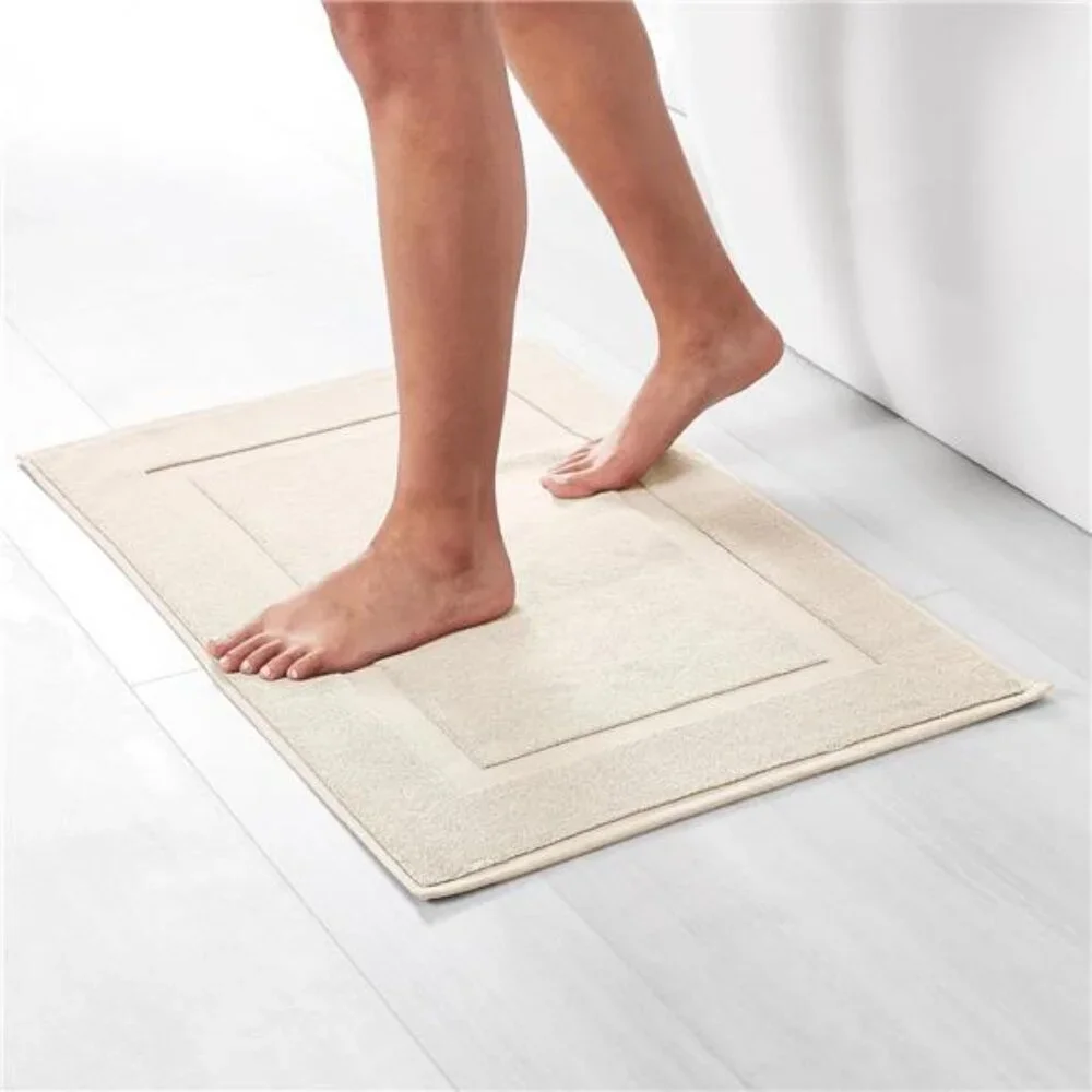 Cream Cotton Bath Mat 20x31 Absorbent Terrycloth Bathroom Rug Soft Quick Dry